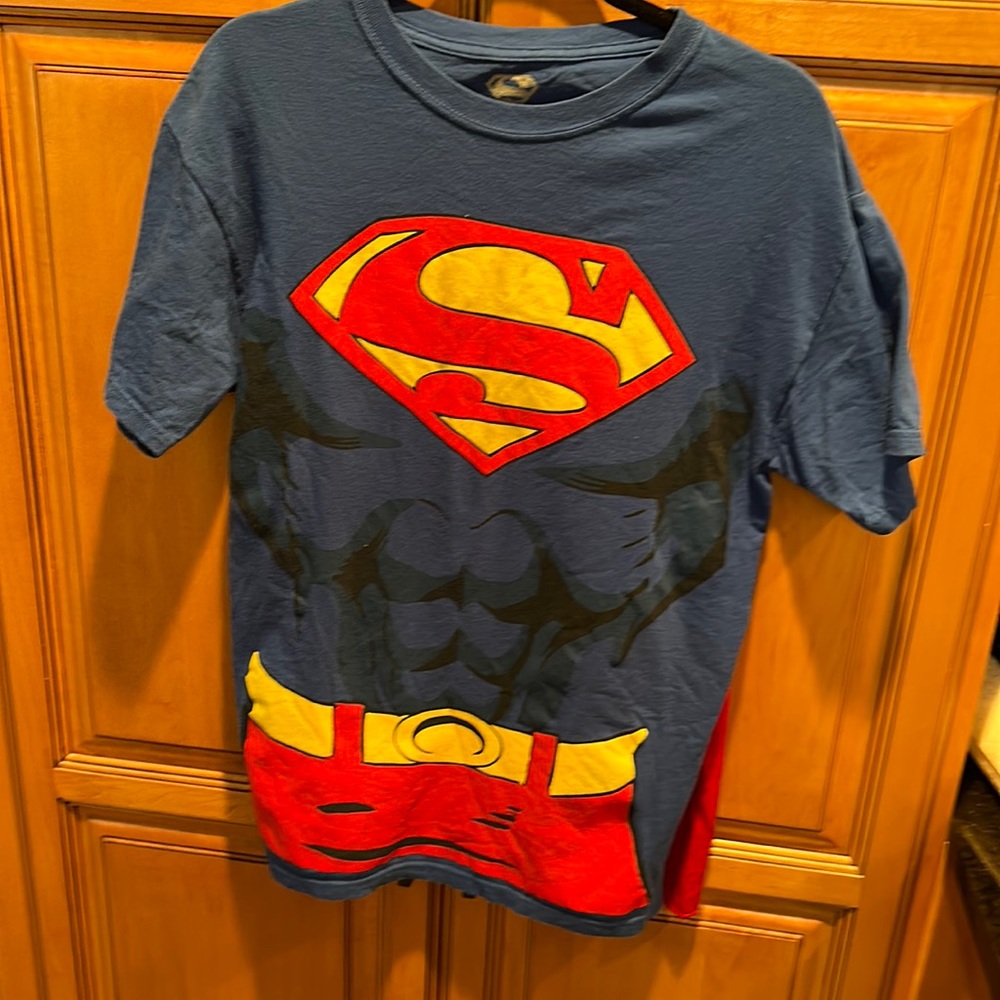 Superman T shirt with detachable cape and Superman socks.  Medium.